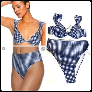We Wore What In Gingham Bikini Navy Emily / Allie